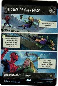 MAGIC MTG MARVEL SPIDER-MAN 0223 R THE DEATH OF GWEN STACY FOIL BORDERLESS - Picture 1 of 2