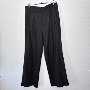 Everlane Damenhose weites Bein schwarz Größe 12 kurz plissiert Eingrifftaschen vorne - Bild 1 von 11
