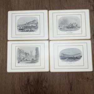 Pimpernel British Heritage #400 Bath White Set/4 Placemats Lunch Size Corkback - Picture 1 of 7