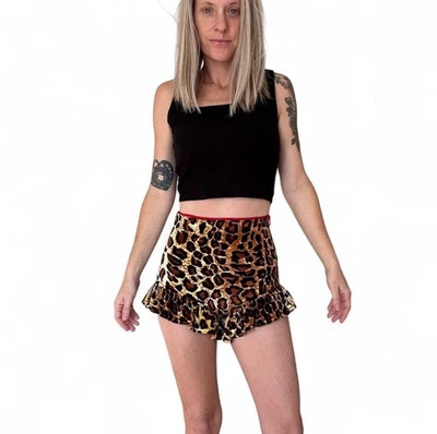 Pantalones cortos de terciopelo con volantes Solstice Intimates Kitty para mujer M estampado animal coqueto Foto 1 de 4