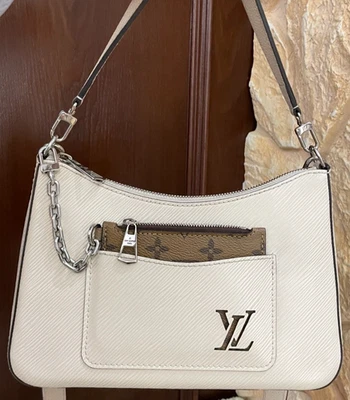 Bolso Bandolera Louis Vuitton Marelle Epi Cuero Blanco Plateado Mujer Foto 1 de 4