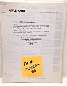LOT USED PARTS MANUAL SUPPLEMENT FOR VERSATILE 150 TRACTORS REF# 1222025-908 - Bild 1 von 15