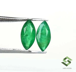 10x5 mm Certified Natural Emerald Marquise Cut Pair 1.95 CTS Loose Gemstones - Picture 1 of 8