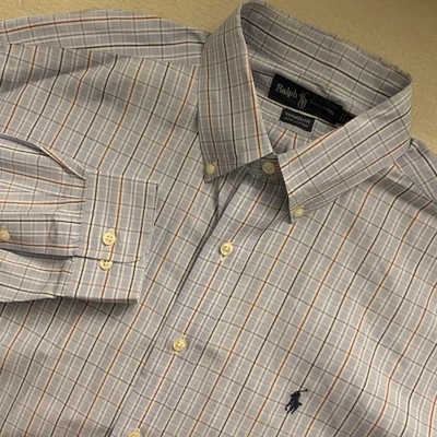 Camisa Polo Ralph Lauren Hombres 16.5-34 L Azul Rojo Cuadros Oxford Yarmouth Pony Preppy Foto 1 de 4