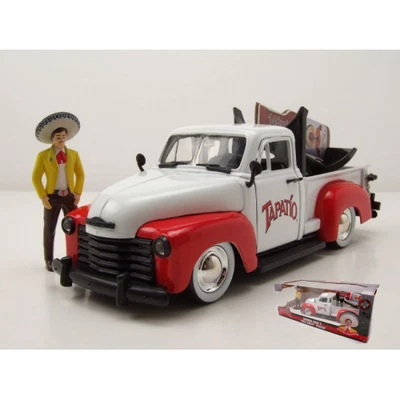 CHEVROLET PICK UP 1953 WITH TAPATIO CHARRO MAN FIGURE WHITE/RED 1:24 Jada Toys M - Photo 1/3