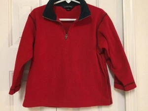 Lands End Boys Lightweight Red Fleece Pullover Half Zip Jacket Sz 4 Small VGUC - Picture 1 of 4