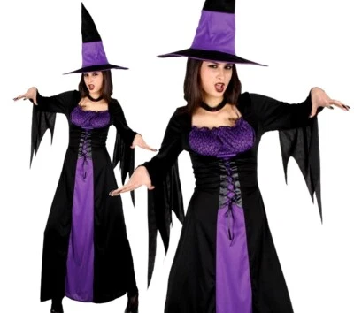 WICKED Halloween-Kostüm Damen SPELLBOUND LILA HEXE UK-Größe 6–24