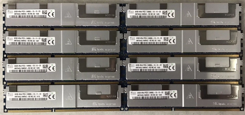 SKhynix 256GB (8x 32GB) PC3-14900L 4Rx4 DDR3 ECC HMT84GL7AMR4C-RD Server Memory - Image 1 of 1