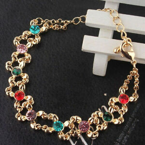 Multicolor Cubic Zirconia Bracelet Bangle Women Wedding Jewelry Gifts Adjustable