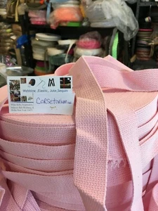 10 yardas 1,5 militares ROSA cinturones de correas de algodón tapicería rosa, marfil, natural - Imagen 1 de 5