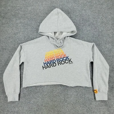 Sudadera Hard Rock Café Para Mujer Pequeña Gris Top Corto París Con Capucha Manga Larga Foto 1 de 4