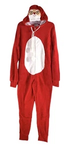 Holiday Santa Jumpsuit Unisex Large 12-14 Red & White Hooded One Piece Long Sl - Picture 1 of 5