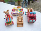 Holzspielzeug, Feuerwehrauto,Bagger,Wagen mit Holzklötze,Figur mit Xylofon, Set