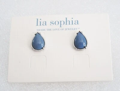 Pendiente azul joyería Lia Sophia en plata envejecida Foto 1 de 4