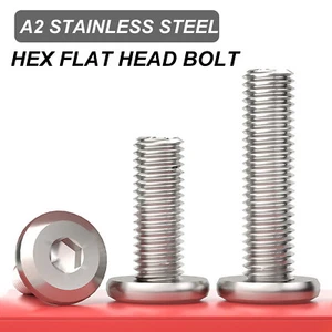 M5 A2 STAINLESS STEEL ALLEN FURNITURE FASTENER SCREWS HEX FLAT HEAD BOLT - Picture 1 of 5