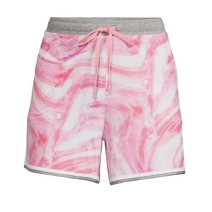 SECRET TREASURES Womens Sleep Shorts Size Large 12-14 Pink Tie Dye Pockets New - Picture 1 of 6
