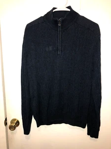 Structure Mens Large 1/4 Zip Pullover Blue Sweater Cotton Acrylic Blend - Picture 1 of 2