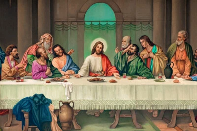 Última Ceia Jesus 12 Discípulos Arte Religiosa Panorâmica Parede - POSTER 20x30 - Imagem 1 de 4