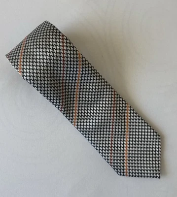 Ben Sherman Men's 100% Silk Tie Hand Made Black/Cream/Orange/ Rust Foto 1 de 4