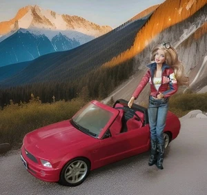 Barbie Ford Mustang GT Cabrio Auto Rossa 2003 Mattel con BARBIE. - Foto 1 di 13