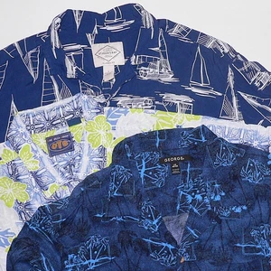 SET BESTEHEND AUS 3 HAWAIIHEMDEN FÜR HERREN ~ SEHR GUTER ZUSTAND ~ Gr. L / Large ~ Boote, Hula, Blumenmuster, Palmen - Bild 1 von 24