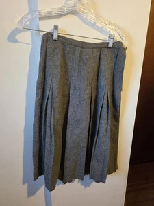 Vintage Gray Pleated Wool Skirt By Garland Sheltie, A-line - Picture 1 of 5