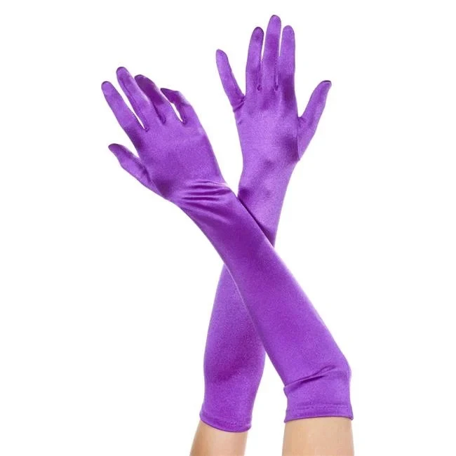 Extra Long Satin Gloves - Purple — 第 1/1 张图片