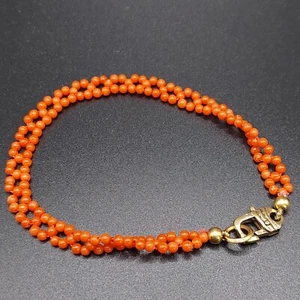 Pulsera de cuentas de coral natural - Cierre de oro amarillo de 18 quilates, diseño hecho a mano - Imagen 1 de 8