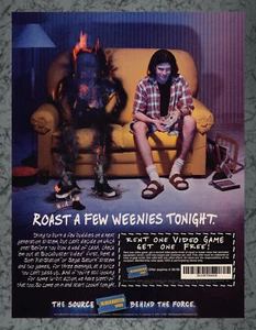 Blockbuster Video ""Roast A Few Weenies Tonight"" Stampa Annuncio Arte Vintage B 1996 - Foto 1 di 1