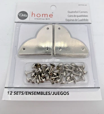 Dritz Hardware Esquinas 1 1/2" Níquel con Clavos ¡Nuevo en Paquete!  Foto 1 de 2