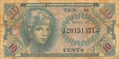 USA / MPC  10  Cents  1964  Series  641  Plate # 83  Circulated Banknote - Image 1 of 2