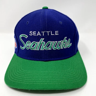 VINTAGE Seattle Seahawks Hat Fitted 7 1/4 Sports Specialties Script WOOL 90s NFL - Image 1 of 4