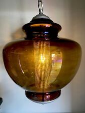 CARNIVAL Iridescent Glass Vintage Purple Hanging Light Swag Lamp with Diffuser
