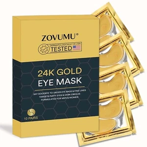 Under Eye Patches 10 Pairs Gold Skin Care Eye Mask - Puffy Eyes & Dark Circle - Picture 1 of 6