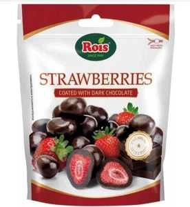 Dark Chocolate Coated Strawberries of Bulgaria - premium taste by ROIS - 100g - Picture 1 of 3