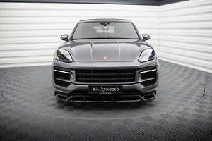 Labio de alerón Cup enfoque frontal para Porsche Cayenne SUV / Coupe Mk3 FL negro Hoc - Imagen 1 de 7