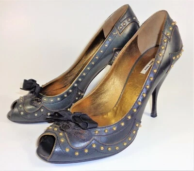 Miu Miu womens leather pumps with metal grommets size EU 36.5/ US 6  - Image 1 of 4