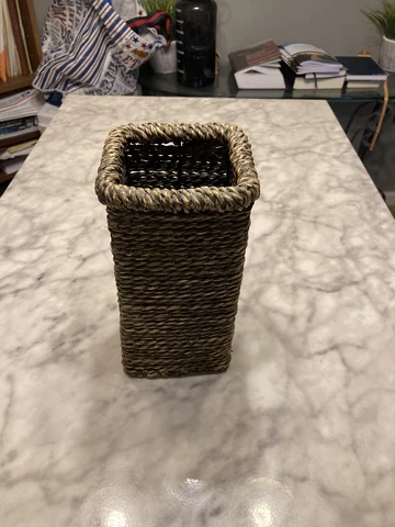 Woven Wicker Basket For Utensils 4x9x4 Inch Cover