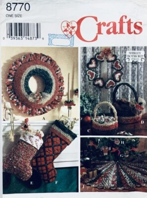 Simplicity Crafts Pattern 8770 Christmas Stocking, Wreath, Basket, Tree Skirt - Image 1 of 2