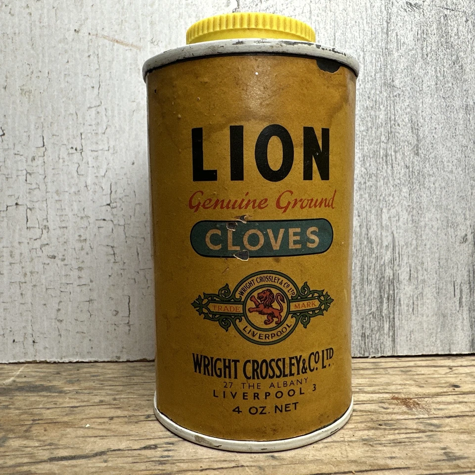Vintage Lion Wright Crossley & Co Cloves Spice Tin Liverpool England Advertising - Image 1 of 4