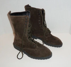 Vintage Retro Trader Bay Brown Suede Leather Lace Up Boots Size 7.5M NOS - Picture 1 of 7