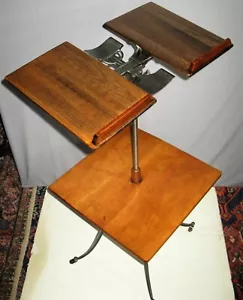 ANTIQUE VICTORIAN CAST IRON & WALNUT ADJUSTS DICTIONARY STAND RM LAMBIE 1886 - Picture 1 of 9