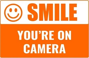 Smile You're On Camera Business Retail Counter Informational Sign | 12"w x 8"h - Picture 1 of 2