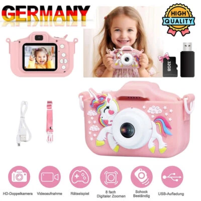 MARKENLOS Unicorno Macchina Fotografica per Bambini,1080P HD Fotocamera Digitale per Bambini,Selfie Camera Giocattolo