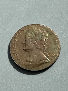 Great Britain 1749 Kind George II  Copper Farthing used in North America - Picture 1 of 4