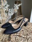 Dune black leather & fabrick slingback shoes heels EU 40 UK 7
