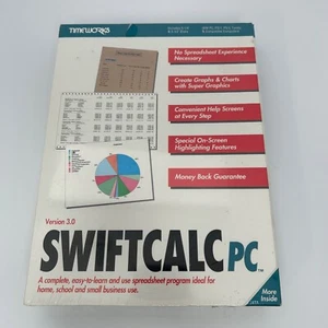 Timeworks SwiftCalc PC New in Box Dos Spreadsheet 5.25" & 3.5" Disks Ver 3.0 - Picture 1 of 5