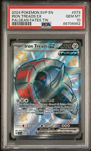 2024 PSA 10 Pokemon Iron Treads ex Paldean Fates Tin 073 Black Star Promo Card - Picture 1 of 2