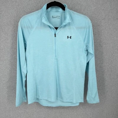 Under Armour Womens Loose Fit 1/4 Zip Pullover Top Size XL Baby Blue Lightweight - Image 1 of 4