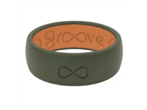 Groove Life Mens Round Green/Orange Ring Silicone Water Resistant Size 12 - Picture 1 of 7